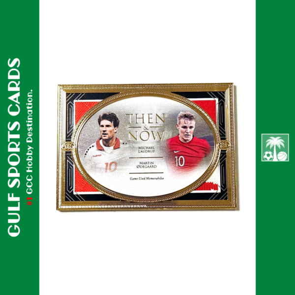 2023 Futera Martin Odegaard Michael Laudrup 10/11 Gold Frame Dual Relic Jersey # Front