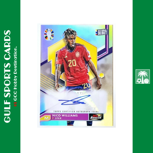 2023-24 Topps Finest Nico Williams Road to UEFA Euro Auto National Debut Front