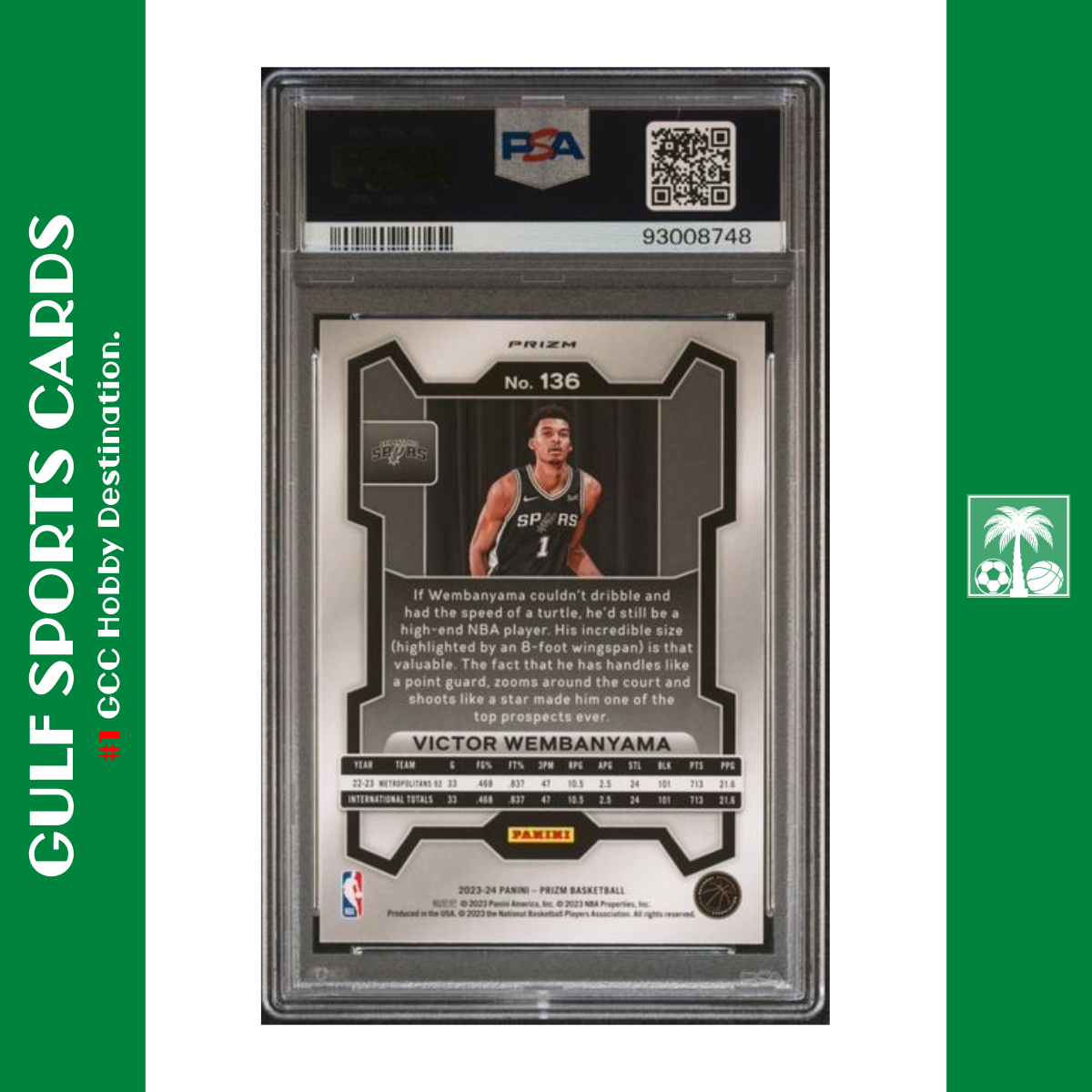2023-24 Panini Prizm Pink Ice Rookie Victor Wembanyama RC PSA 10 