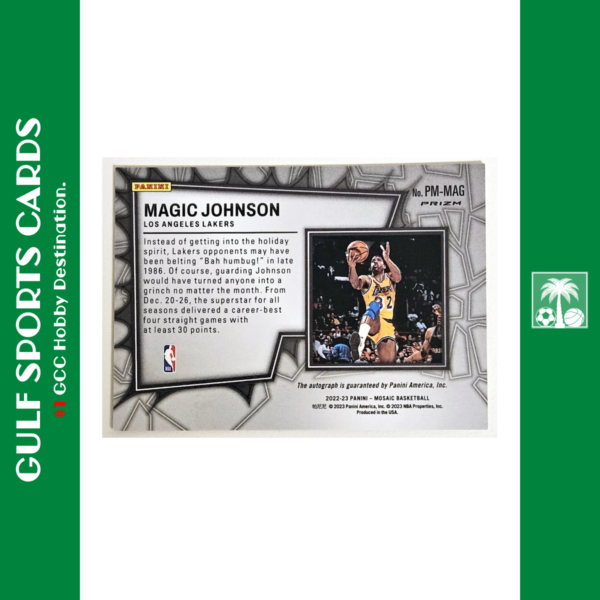 2022-23 Panini Mosaic Magic Johnson Auto Pictographs Back