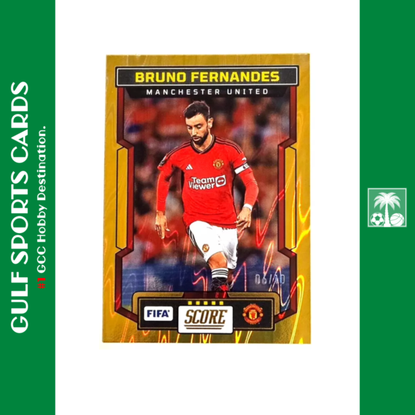 2023 Panini Score FIFA Bruno Fernandes /10 Gold Swirl Front