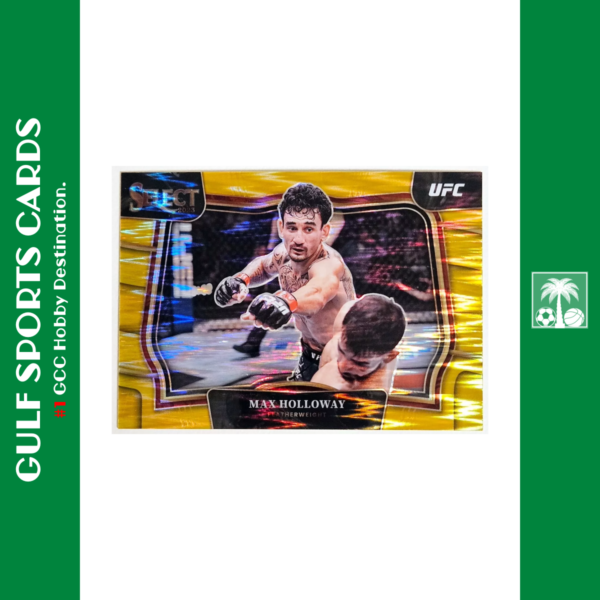 2023 Panini Select UFC Max Holloway /10 Gold Prizm Front