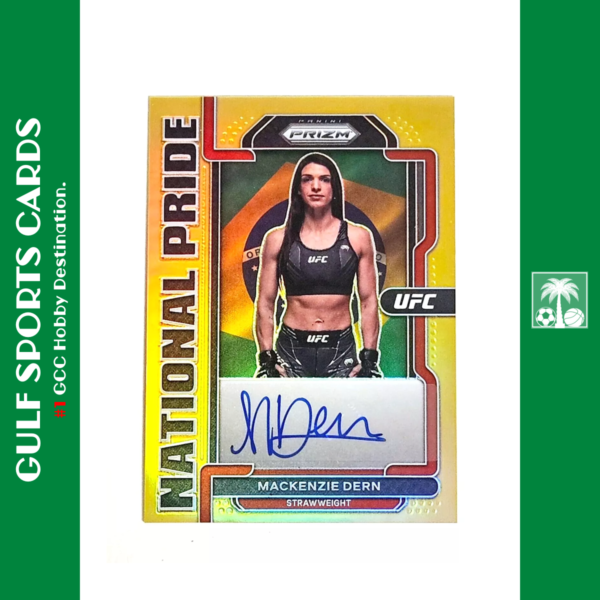 2022 Panini Prizm UFC Mackenzie Dern Auto /10 Gold Prizm National Pride Brazil Front